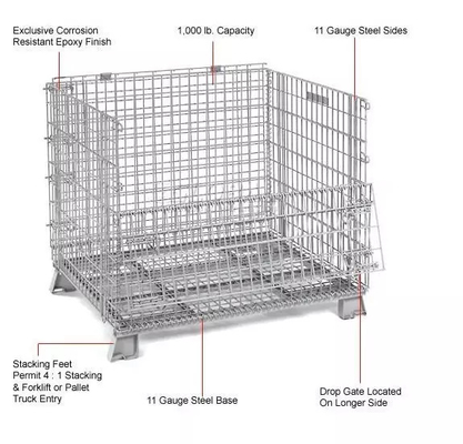 la palette de fil de 6.5mm met en cage les biens industriels résistants de stockage d'entrepôt