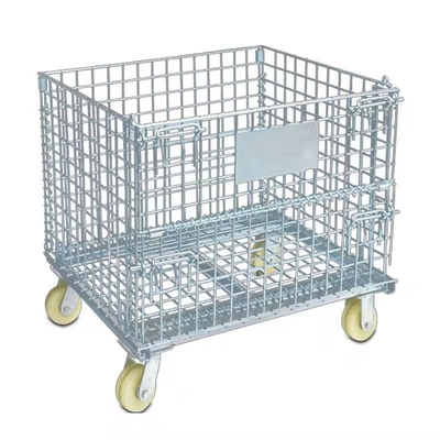 Cage chaude de stockage de Mesh Container Durable Wire Metal de fil de Dipgalvanized avec des roues